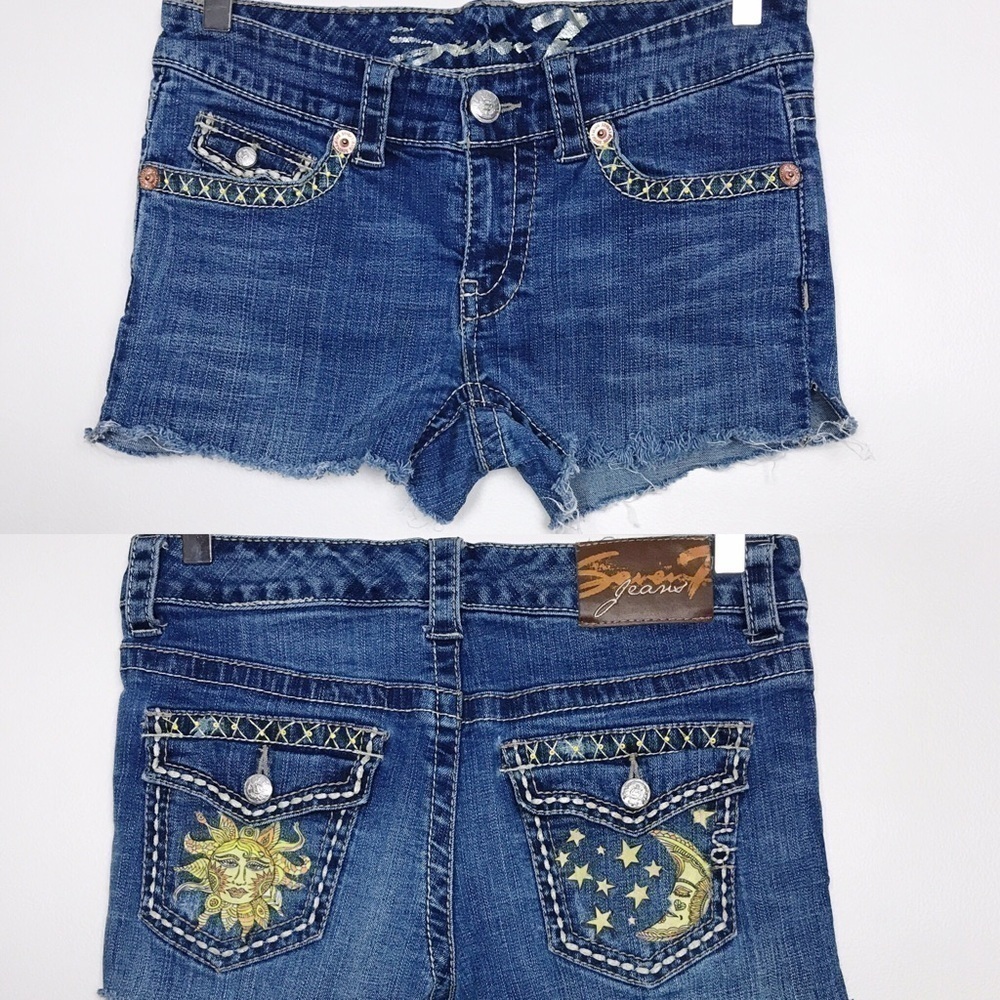 Seven 7 Jean Cutoff Shorts Beads Patches Size 4